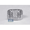 Mens Diamond Rising Square Pinky Ring 14K White Gold 3.37 ct