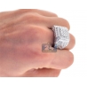 Mens Diamond Rising Square Pinky Ring 14K White Gold 3.37 ct