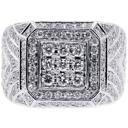 14K White Gold 3.37 ct Diamond Mens Rising Ring