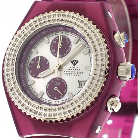 Womens Diamond Purple Watch Aqua Master Sport Plastic 1.00 ct