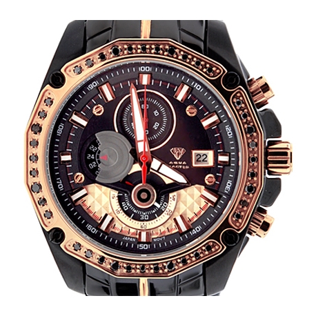 Aqua Master 1.50 ct Black Diamond Mens Two Tone Watch