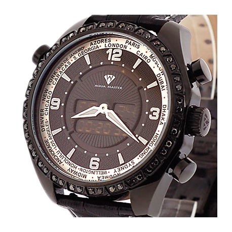 Aqua Master Digital 1.50 ct Black Diamond Mens Watch