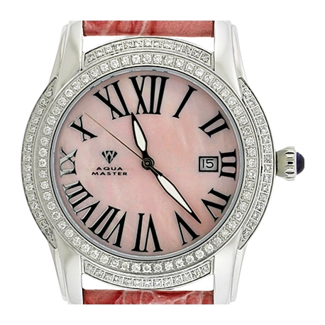 Aqua Master Slim 1.85 ct Diamond Womens Pink Watch