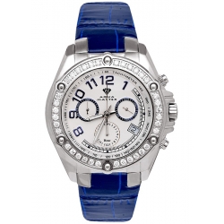 Aqua Master Solly 1.70 ct Diamond Mens Blue Leather Watch