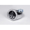 Mens Diamond Enamel Allah Religious Ring 14K White Gold 0.85 ct