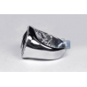 Mens Diamond Enamel Allah Religious Ring 14K White Gold 0.85 ct