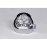 Mens Diamond Enamel Allah Religious Ring 14K White Gold 0.85 ct