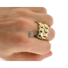 Mens Miami Cuban Link Two Rows Ring Solid 10K Yellow Gold
