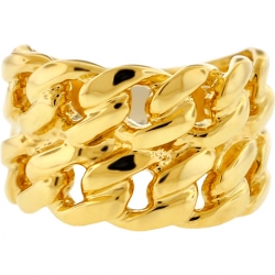 10K Yellow Gold Solid Miami Cuban Link Mens Ring