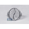 Mens Diamond Yin Yang Oval Pinky Ring 18K White Gold 1.20 ct