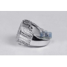 Mens Diamond Yin Yang Oval Pinky Ring 18K White Gold 1.20 ct