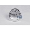 Mens Diamond Yin Yang Oval Pinky Ring 18K White Gold 1.20 ct