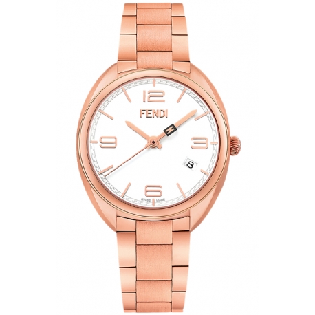 F211534000 Fendi Momento Rose Gold White Dial Womens Watch 34mm