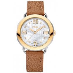 Fendi Selleria Brown Leather Womens Watch F8041345A2D1