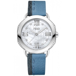 Fendi Selleria Diamond Blue Leather Womens Watch F8050345A3C1
