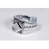 Mens Diamond Enamel Step Pinky Ring 18K White Gold 0.22 ct