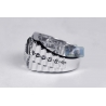 Mens Diamond Enamel Step Pinky Ring 18K White Gold 0.22 ct