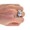 Mens Diamond Enamel Step Pinky Ring 18K White Gold 0.22 ct