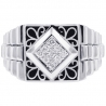 18K White Gold 0.22 ct Diamond Black Enamel Mens Ring