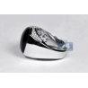 18K White Gold 0.40 ct Diamond Cabochon Onyx Mens Ring