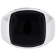 18K White Gold 0.40 ct Diamond Cabochon Onyx Mens Ring