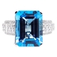 18K White Gold 18.32 ct Swiss Blue Topaz Diamond Womens Ring