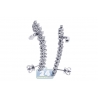 Womens Diamond Cluster Ear Crawlers 18K White Gold 2.92 Carat