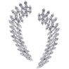 18K White Gold 2.92 ct Diamond Cluster Womens Ear Crawlers
