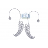 Womens Diamond Ear Cuffs Earrings 18K White Gold 2.00 Carat