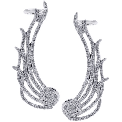 18K White Gold 1.67 ct Diamond Wing Womens Ear Crawlers