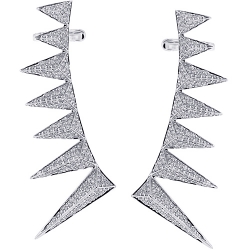 18K White Gold 2.41 ct Diamond Spike Womens Ear Crawlers