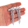 Womens Diamond Floral Dangle Earrings18K White Gold 5.79 ct 3"