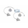 Womens Diamond Double Spike Drop Earrings 14K White Gold 1.30 ct