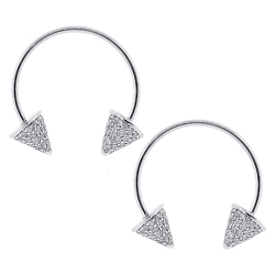 14K White Gold 1.30 ct Diamond Spike Womens Drop Earrings