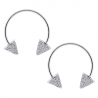 Womens Diamond Double Spike Drop Earrings 14K White Gold 1.30 ct