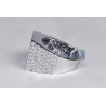 Mens Diamond Step Square Pinky Ring 14K White Gold 2.54 ct