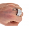 Mens Diamond Step Square Pinky Ring 14K White Gold 2.54 ct