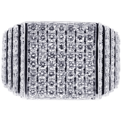 14K White Gold 2.54 ct Diamond Step Design Mens Ring