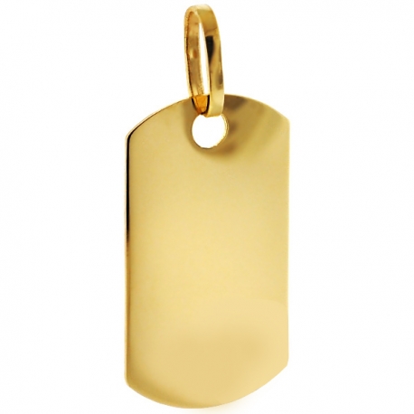 Solid 10K Yellow Gold Personalized ID Dog Tag Mens Pendant