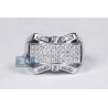 Mens Diamond Rectangle Pinky Ring 14K White Gold 1.15 ct