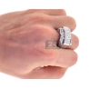 Mens Diamond Rectangle Pinky Ring 14K White Gold 1.15 ct