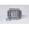 Mens Diamond Square Signet Pinky Ring 18K White Gold 1.65 ct