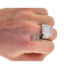 Mens Diamond Square Signet Pinky Ring 18K White Gold 1.65 ct