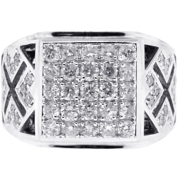 Mens Diamond Pinky Band Ring 18K White Gold 1.80 ct