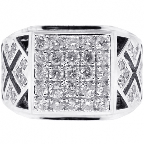 Mens Diamond Pinky Band Ring 18K White Gold 1.80 ct
