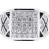 18K White Gold 1.80 ct Diamond Cut Mens Ring