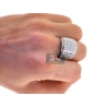 Mens Diamond Rectangle Pinky Ring 18K White Gold 1.51 Carat