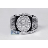 Mens Diamond Pave Oval Filigree Ring 18K White Gold 1.14 ct