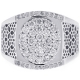 18K White Gold 1.14 ct Diamond Cluster Mens Ring