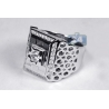 Mens Diamond Rectangle Solitaire Ring 18K White Gold 1.05 ct